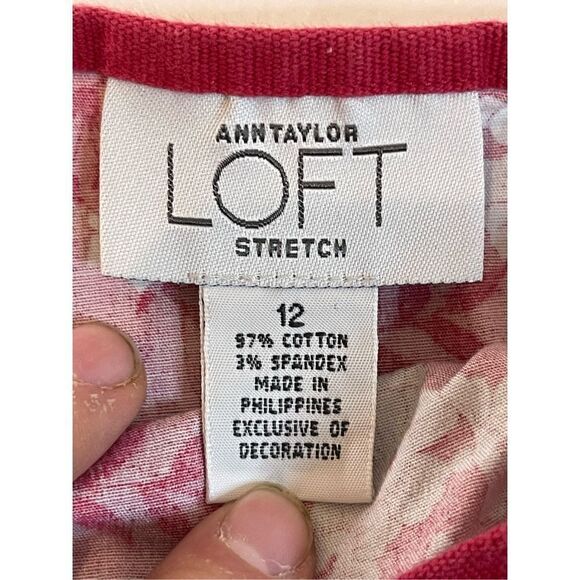 Loft red white wrap skirt size 12. Stretch - Picture 4 of 7